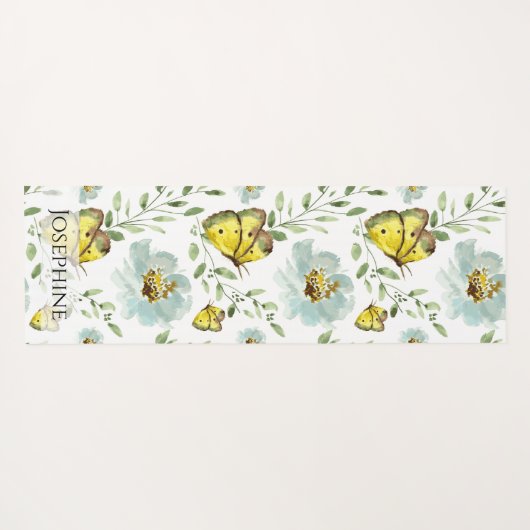 Benutzerdefiniertes Boho Wasserfarben-Schmetterlin Yogamatte (Rückseite (Horizontal))