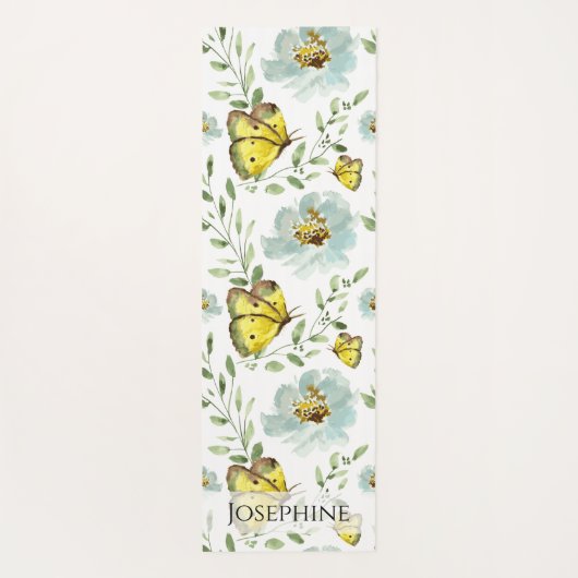Benutzerdefiniertes Boho Wasserfarben-Schmetterlin Yogamatte (Rückseite)