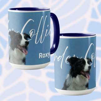 Benutzerdefiniertes Border Collie-Foto und Retro-T Tasse