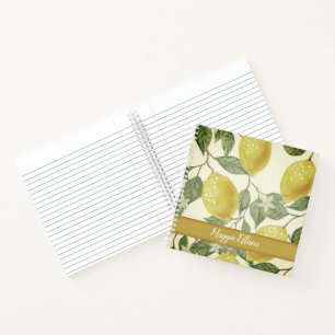 Benutzerdefiniertes botanisches Vintage-Gelb-Limon Notizblock