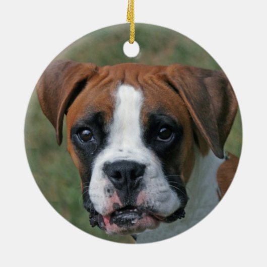Benutzerdefiniertes Boxer-Dog-Foto Keramik Ornament (Hinten)