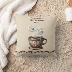 Benutzerdefiniertes Branding für Coastal Cafe Kissen