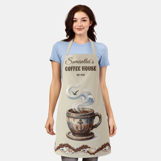 Benutzerdefiniertes Branding für Coastal Cafe Schürze (Getragen)