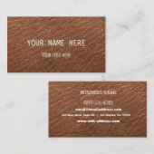 Benutzerdefiniertes braunes Lederdesign | Visitenkarte (Vorne/Hinten)