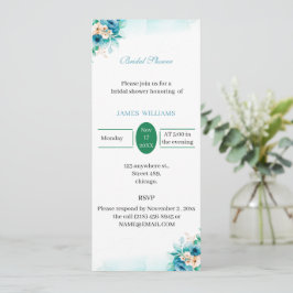 Benutzerdefiniertes Brautparty Elegante Blaue Blum Einladung