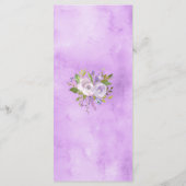 Benutzerdefiniertes Brautparty für lila Peonings Menükarte (Rückseite)