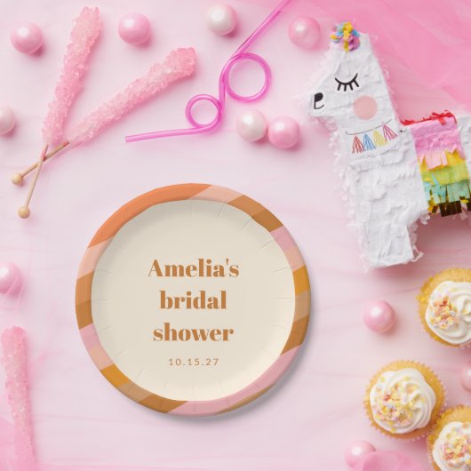 Benutzerdefiniertes Brautparty für Retro Geometric Pappteller (Party)