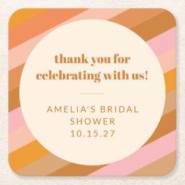 Benutzerdefiniertes Brautparty für rosa Sonnenunte Rechteckiger Pappuntersetzer