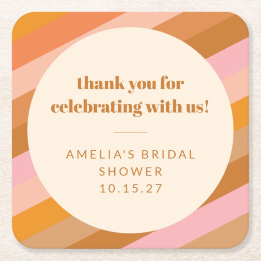 Benutzerdefiniertes Brautparty für rosa Sonnenunte Rechteckiger Pappuntersetzer (Vorderseite)