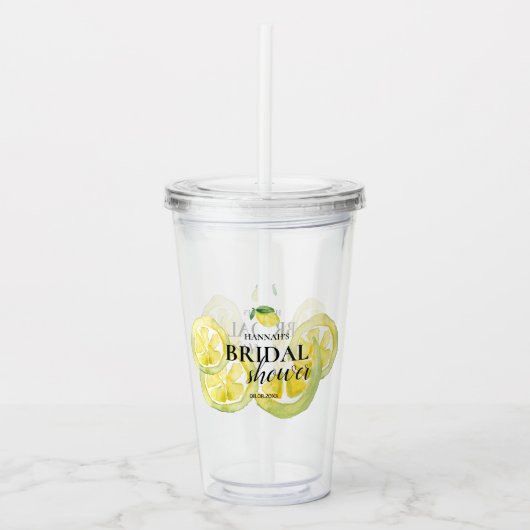 Benutzerdefiniertes Brautparty Lemon Aquarellbevor Acryltrinkbecher (Vorderseite)
