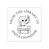 Benutzerdefiniertes Buch | Niedliche Eule auf Büch Gummistempel (Prägung)