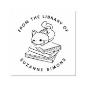 Benutzerdefiniertes Buch | Niedliche Katze auf Büc Permastempel (Design)