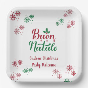 Benutzerdefiniertes Buon Natale Italienisches Froh Pappteller