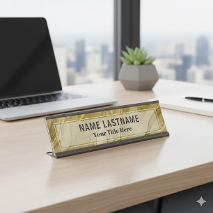 Benutzerdefiniertes Büro in gebürstetem Gold Pro Schreibtischnamensplakette