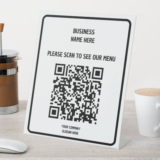 Benutzerdefiniertes Business Modern Black QR Code Sockelschild (In Situ)