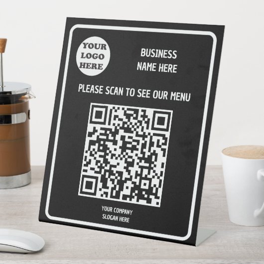 Benutzerdefiniertes Business Modern Black QR Code Sockelschild (In Situ)