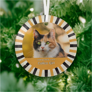 Benutzerdefiniertes Calico-Katzenfoto Ornament Aus Glas