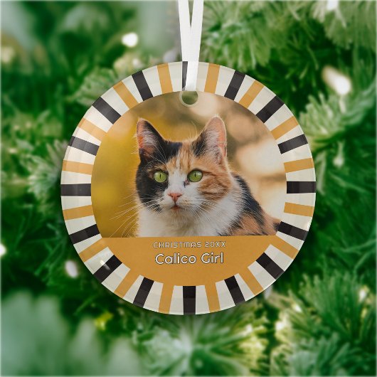 Benutzerdefiniertes Calico-Katzenfoto Ornament Aus Glas