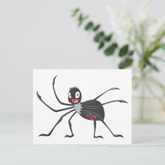 Benutzerdefiniertes Cartoon Black Widow Spider Shi Postkarte (Stehend Vorderseite)
