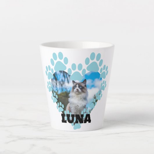 Benutzerdefiniertes Cat-Foto Latte Tasse mit Name (Vorderseite)