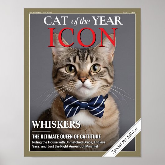 Benutzerdefiniertes Cat Magazine Cover Template Pe Poster (Vorne)