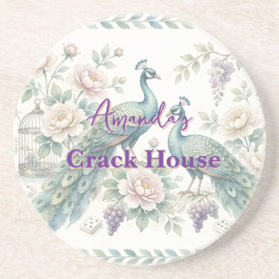 Benutzerdefiniertes Chic Chinoiserie Pfau Mahjong Getränkeuntersetzer