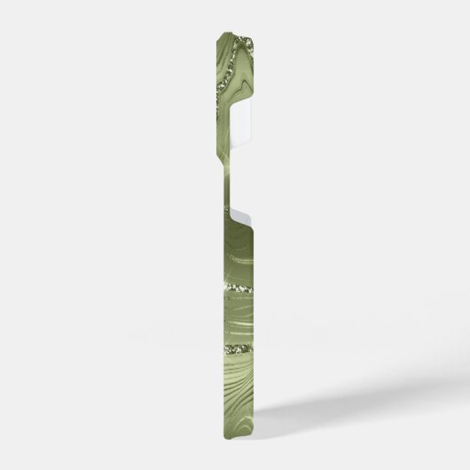 Benutzerdefiniertes Chic Olive Green Silver Glitze iPhone Hülle (Linke Seite)