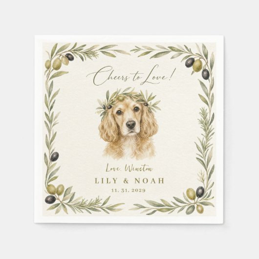 Benutzerdefiniertes Cocker Spaniel Hochzeitshund O Serviette (Vorderseite)