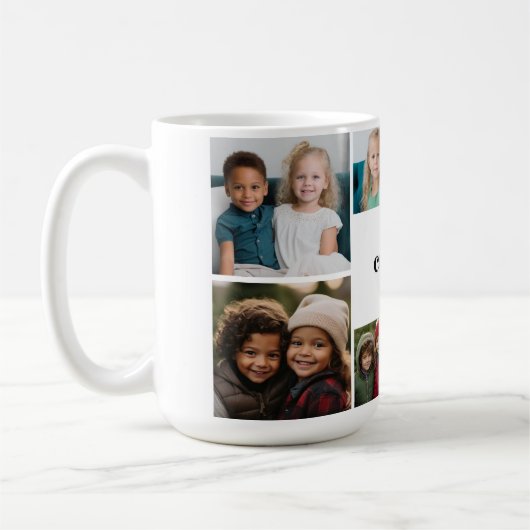 Benutzerdefiniertes Collage 8-Foto - weiß mit schw Kaffeetasse (Links)