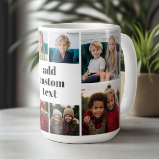 Benutzerdefiniertes Collage 8-Foto - weiß mit schw Kaffeetasse