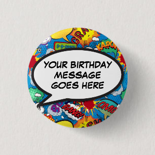 Benutzerdefiniertes Comic-Heft Geburtstagsgeschenk Button