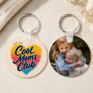 Benutzerdefiniertes "Cool Moms Club" Herz Foto Schlüsselanhänger