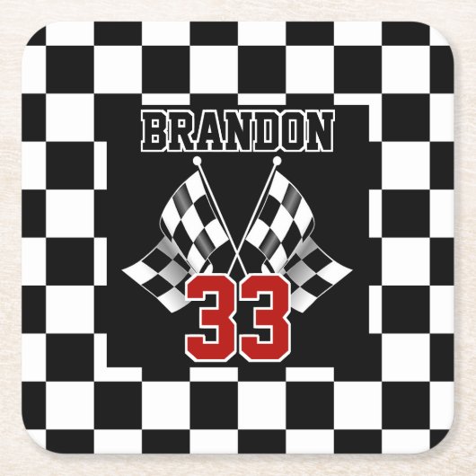 Benutzerdefiniertes Cooles Schwarz-Weiß-Markierung Rechteckiger Pappuntersetzer (Vorderseite)