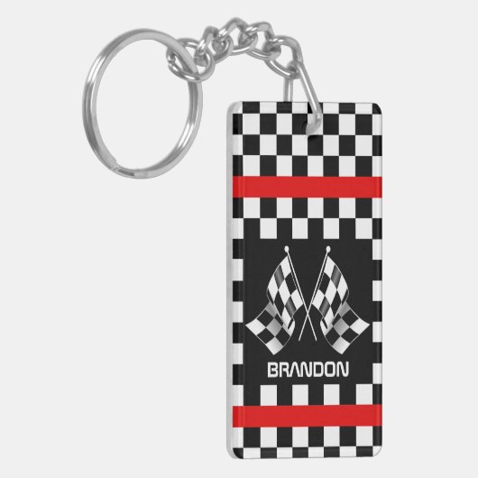 Benutzerdefiniertes Cooles Schwarz-Weiß-Markierung Schlüsselanhänger (Vorderseite links)