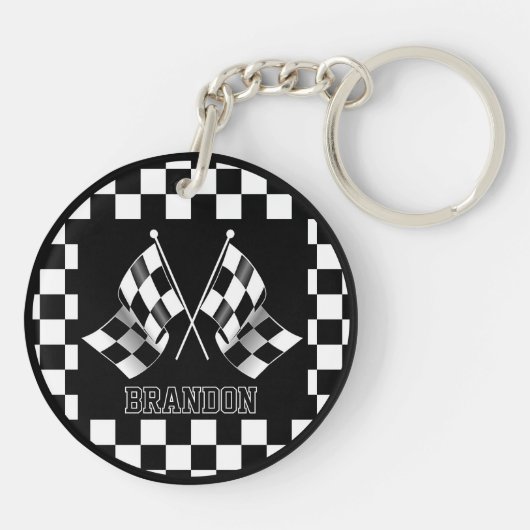 Benutzerdefiniertes Cooles Schwarz-Weiß-Markierung Schlüsselanhänger (Rückseite)