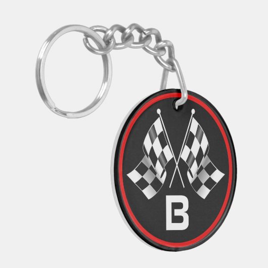 Benutzerdefiniertes Cooles Schwarz-Weiß-Markierung Schlüsselanhänger (Vorderseite links)