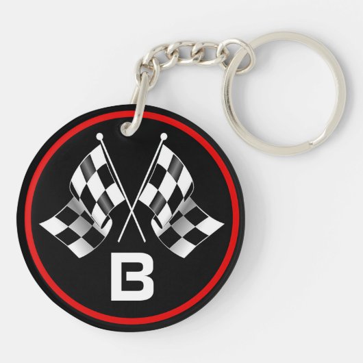 Benutzerdefiniertes Cooles Schwarz-Weiß-Markierung Schlüsselanhänger (Rückseite)
