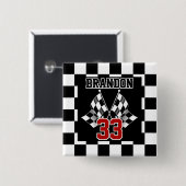 Benutzerdefiniertes cooles Schwarz-Weiß-Schachbret Button (Vorne & Hinten)