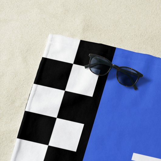 Benutzerdefiniertes Cooles Schwarz-weißes Flag-Mus Strandtuch (Beispiel)