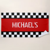 Benutzerdefiniertes Cooles Schwarz-weißes Markieru Strandtuch (Vorderseite)