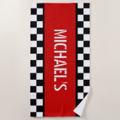 Benutzerdefiniertes Cooles Schwarz-weißes Markieru Strandtuch (Vorderseite)