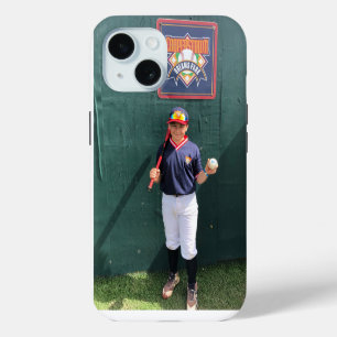 Benutzerdefiniertes Cooperstown-Baseballspieler-Fo iPhone 15 Hülle
