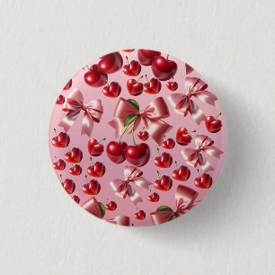 Benutzerdefiniertes Coquette Herz Kirsch-Schleifen Button