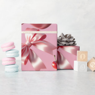 Benutzerdefiniertes Coquette Herz Kirsch-Schleifen Geschenkpapier