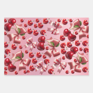 Benutzerdefiniertes Coquette-Herzschleifen-Muster- Geschenkpapier Set