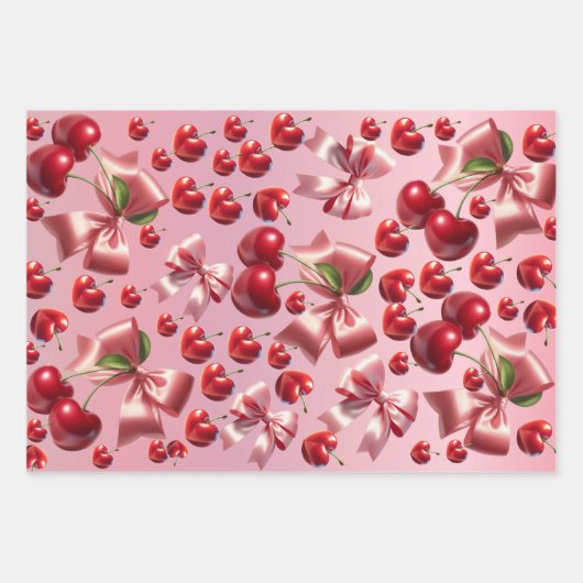 Benutzerdefiniertes Coquette-Herzschleifen-Muster- Geschenkpapier Set (Vorderseite)