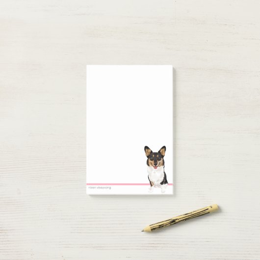 Benutzerdefiniertes Corgi Notepad mit rosa Namen Post-it Klebezettel (Auf Schreibtisch)