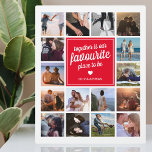 Benutzerdefiniertes Couple-Geschenk | FotoCollage Fotoplatte<br><div class="desc">Personalisierte Paare/Jungvermählte sehen eine Bildplakette mit einem knalligen,  weißen Hintergrund,  der in jede beliebige Farbe verändert werden kann,  16 Fotos Ihrer Wahl,  ein rotes Quadrat mit dem Paarnamen,  ein weißes Herzsymbol und der süße Text,  der lautet "zusammen ist unser Lieblingsort".</div>
