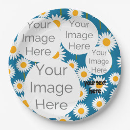 benutzerdefiniertes Daisy Foto Text Party Plate -  Pappteller