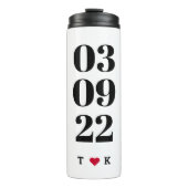 Benutzerdefiniertes Datum 4 Fotocollage-Initialen  Thermosbecher (Vorderseite)